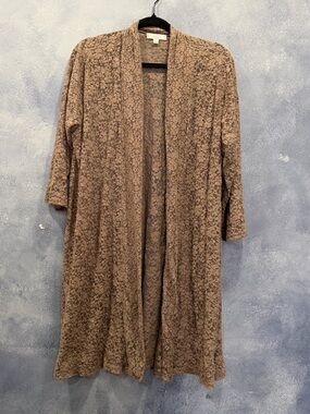 Shannon Ford New York Lace Duster Cardigan in Taupe 1X